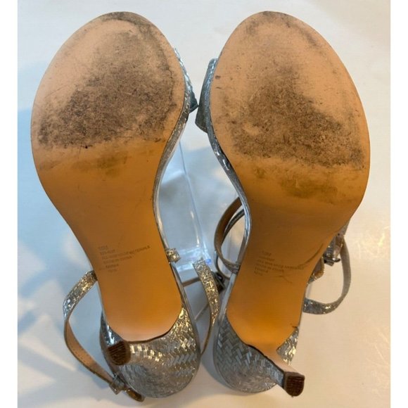 Women's I Miller Size 10M Silver Strappy Glittery Heels Adjustable Strap 4" Heel - Picture 5 of 7